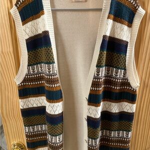 Striped Knit Vest with Multicolor Pattern